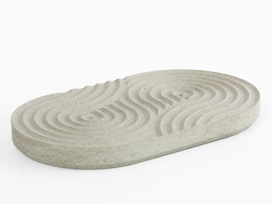 Seifenschale Zen in hellgrau von schräg oben Seifenschale Zen in hellgrau von schräg oben